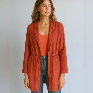 Duses Tangerine Peach Cinched Waist Utility Jacket  Blazer